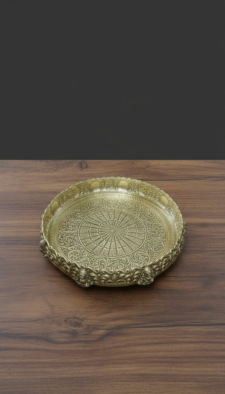 Antique Brass Finish premium quality Ashtalakshmi Design urli bowl 10 inches for home pooja/ decor